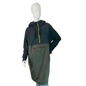 Athleta RADIANT Hybrid Hoodie Dress Ancient Forest Green & Black Size Large